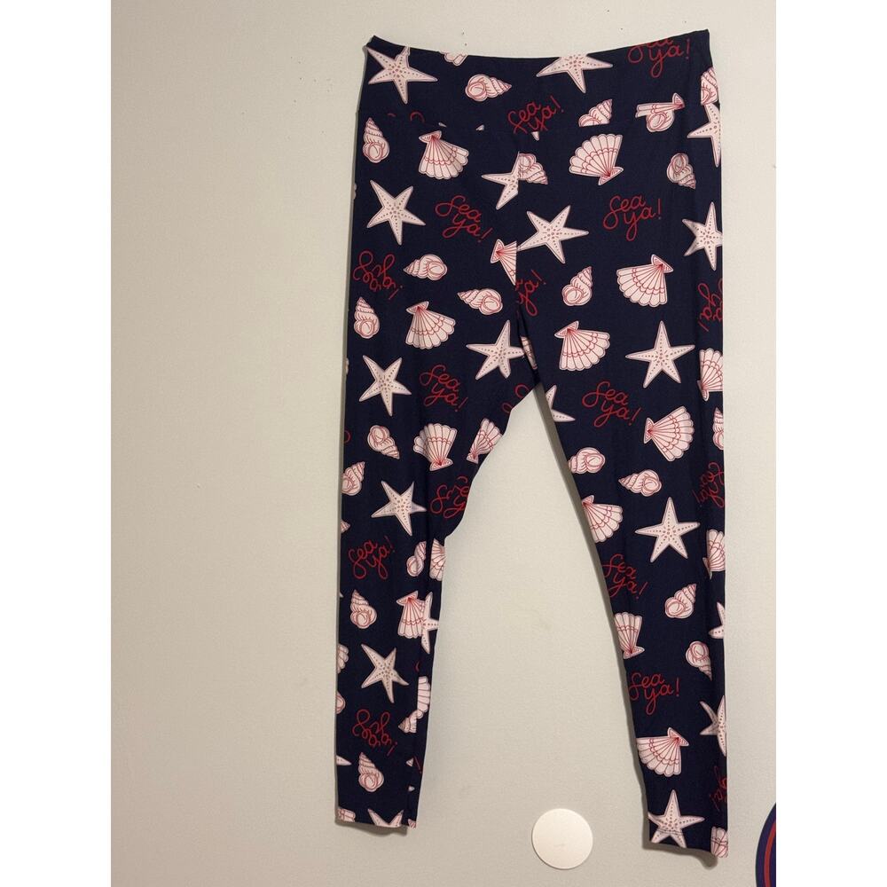 LuLaRoe Capri Leggings Women’s  “Sea Ya” Shark Ocean Print Size 16